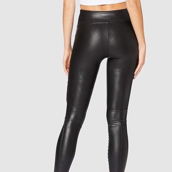 SPANX Faux Leather Moto Leggings Style 20136R Very Black Shapewear Biker MEDIUM - Picture 4 of 12